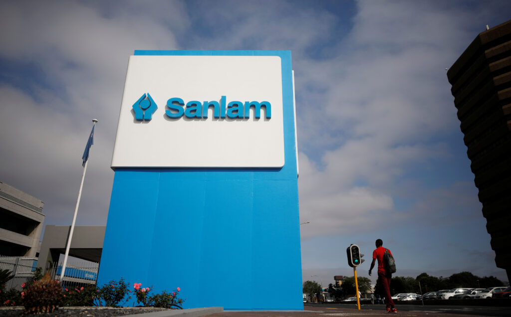The Sanlam logo outside the insurer's headquarters in Cape Town, South Africa